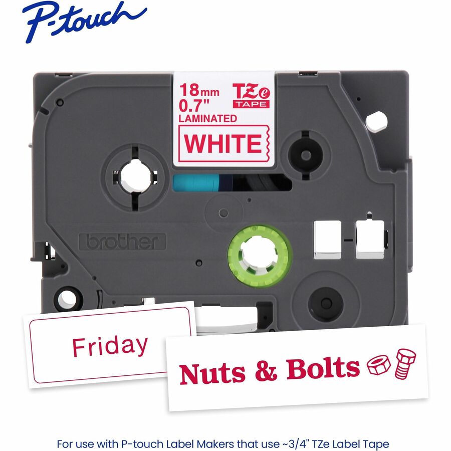 Alternate-Image1 Image for Brother Genuine P-touch TZe242 RD on WHT Label Tape, Laminated, 18mmX8m