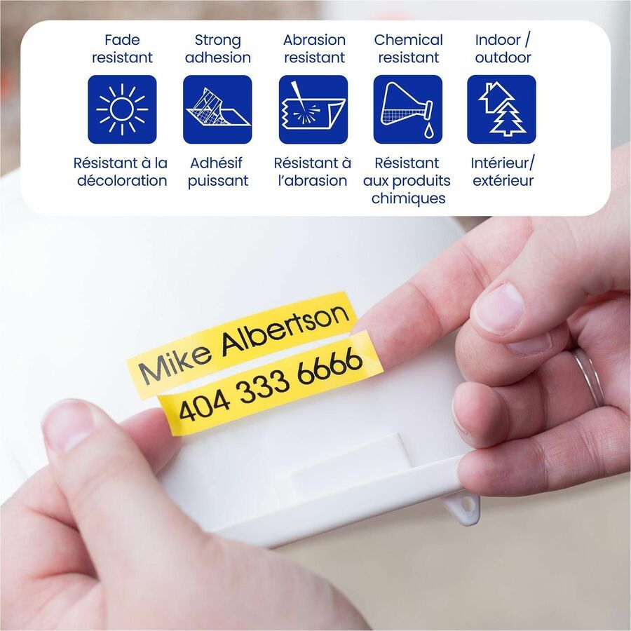 Alternate-Image3 Image for Brother Genuine P-touch TZeS211 BK on WHT Label Tape, Strong Adhesive Lam., 6mmX8m
