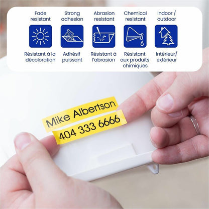 Alternate-Image3 Image for Brother Genuine P-touch TZeS211 BK on WHT Label Tape, Strong Adhesive Lam., 6mmX8m