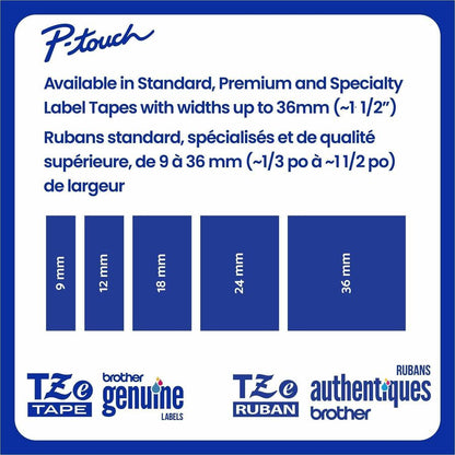 Alternate-Image6 Image for Brother Genuine P-touch TZeS211 BK on WHT Label Tape, Strong Adhesive Lam., 6mmX8m