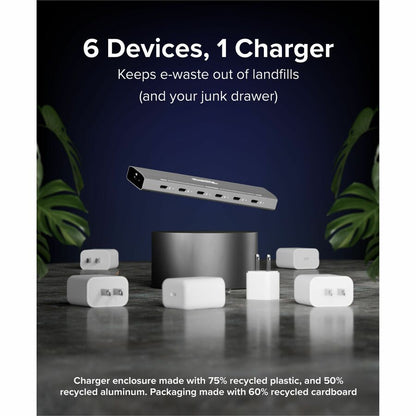Alternate-Image6 Image for Plugable 6 Port USB C Charging Station, Up to 100W Charger for Multiple Devices with Priority Charging