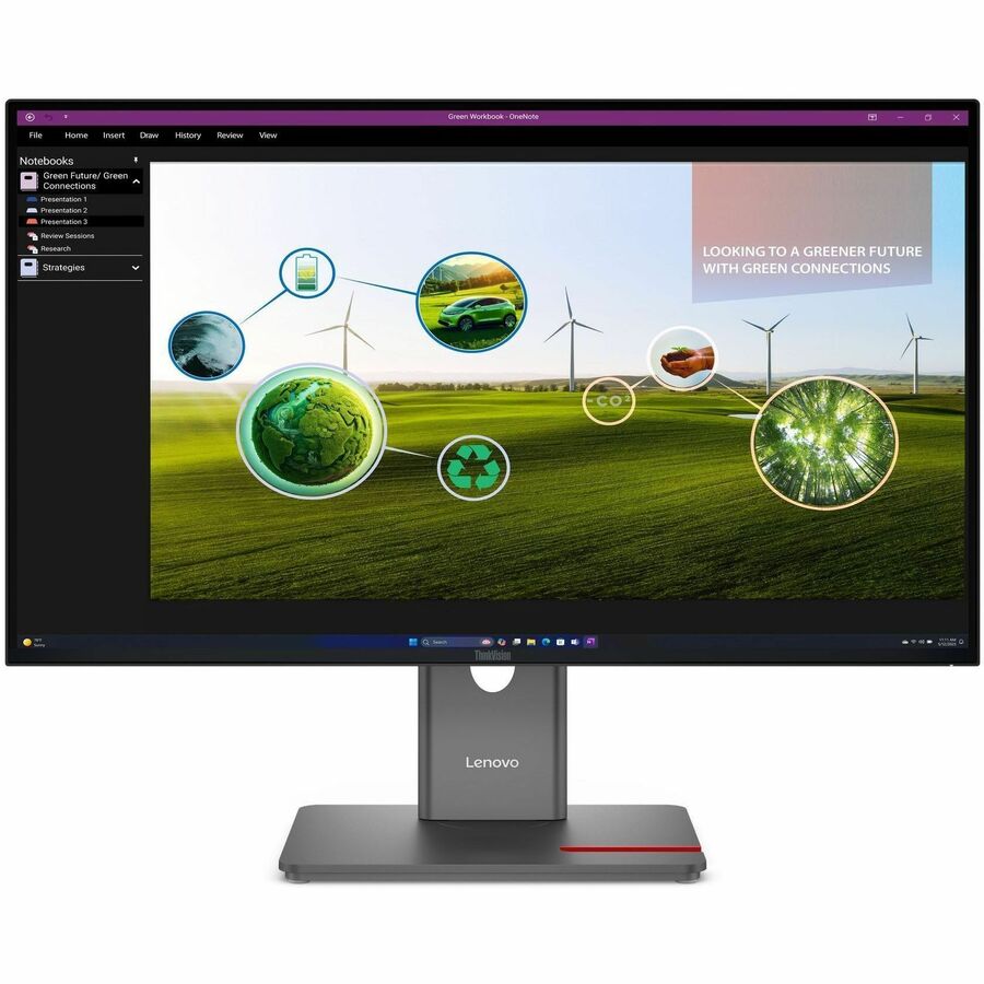 Front Image for Lenovo ThinkVision P27Q-40 27" Class WQHD LED Monitor - 16:9 - Eclipse Black