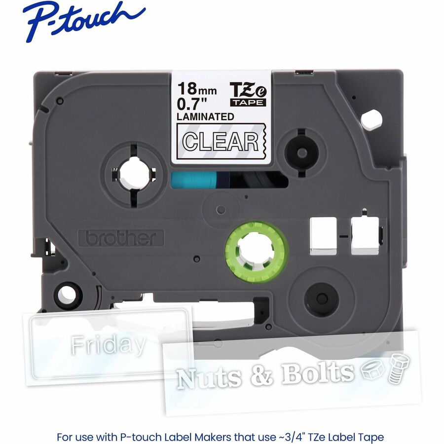 Alternate-Image1 Image for Brother Genuine P-touch TZe145 WHT on CLR Label Tape, Laminated, 18mmX8m