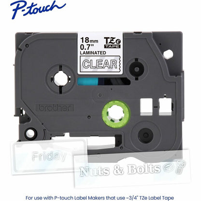 Alternate-Image1 Image for Brother Genuine P-touch TZe145 WHT on CLR Label Tape, Laminated, 18mmX8m