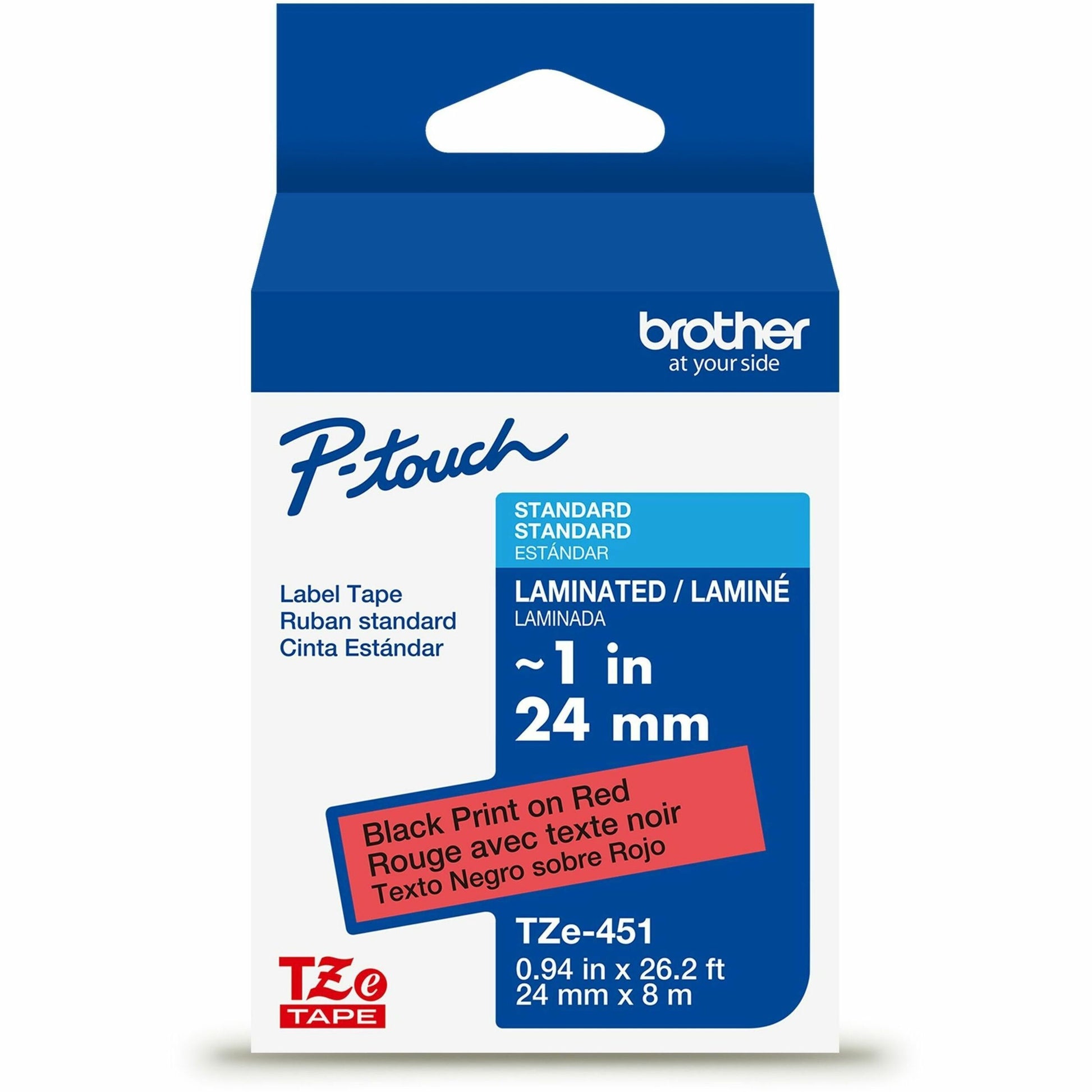 Main Image for Brother Genuine P-touch TZe451 BK on RD Label Tape, Laminated, 24mmX8m