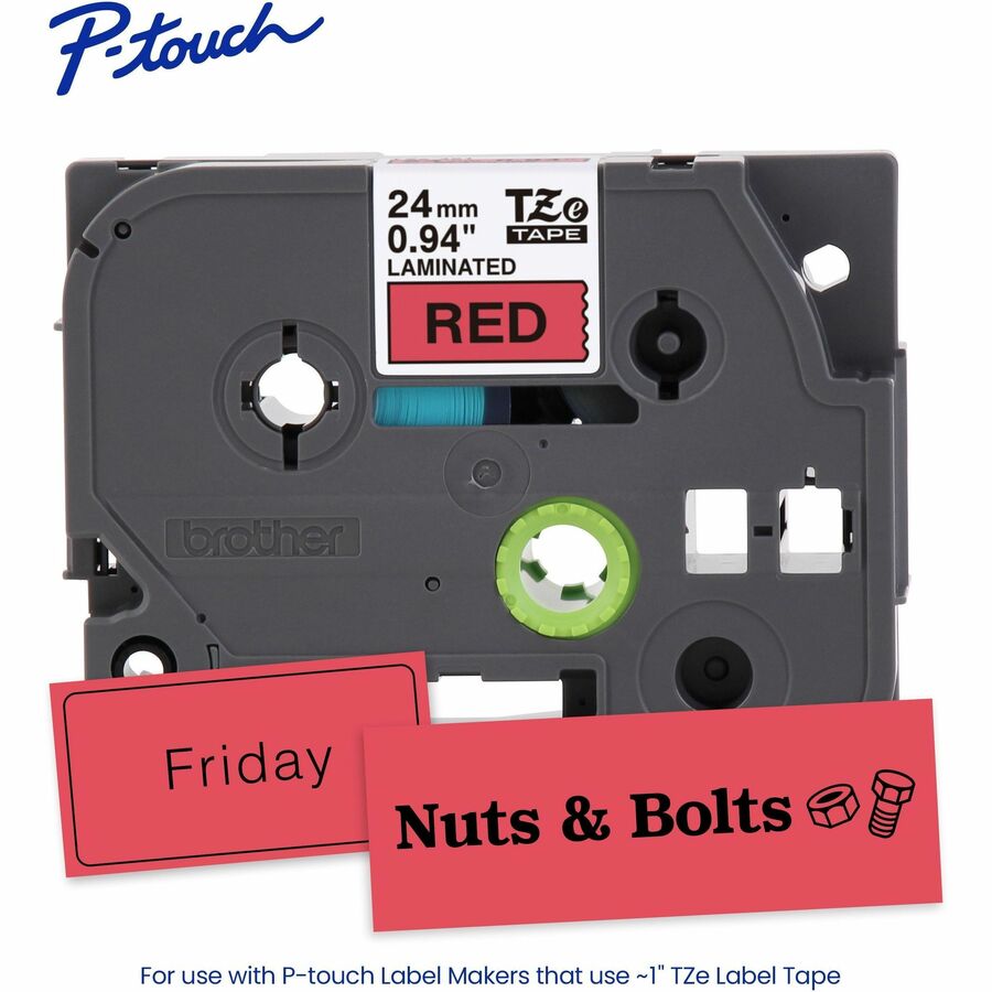 Alternate-Image1 Image for Brother Genuine P-touch TZe451 BK on RD Label Tape, Laminated, 24mmX8m