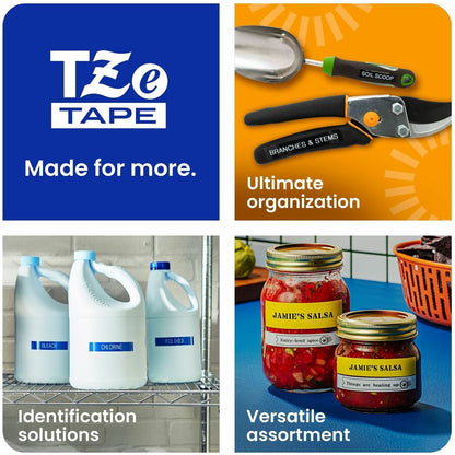 Alternate-Image5 Image for Brother Genuine P-touch TZeS261 BK on WHT Label Tape, Strong Adhesive Lam., 36mmX8m
