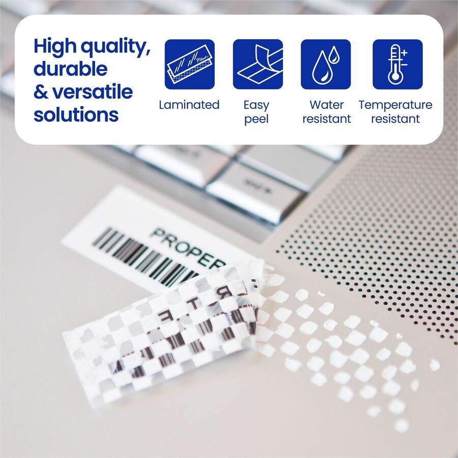 Alternate-Image3 Image for Brother Genuine P-touch TZeSE4 BK on WHT Tamper-Evident Label Tape, Laminated, 18mmX8m