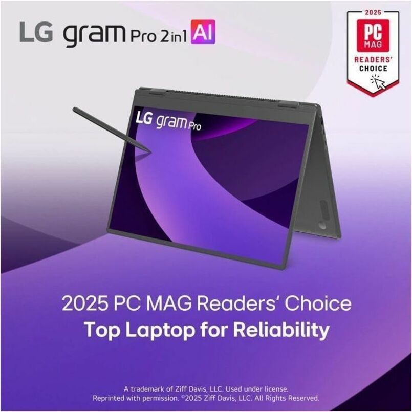 Alternate-Image1 Image for LG gram Pro 16T90TP-K.AAB4U1 16" Touchscreen Convertible 2 in 1 Notebook - WQXGA+ - 120 Hz - Intel Core Ultra 7 255H - Intel Evo Platform - 16 GB - 1 TB SSD - Obsidian Black