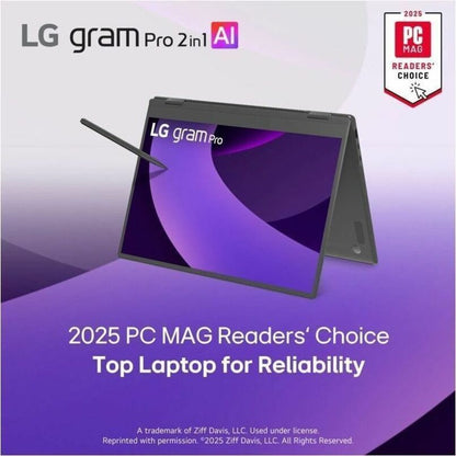 Alternate-Image1 Image for LG gram Pro 16T90TP-K.AAB4U1 16" Touchscreen Convertible 2 in 1 Notebook - WQXGA+ - 120 Hz - Intel Core Ultra 7 255H - Intel Evo Platform - 16 GB - 1 TB SSD - Obsidian Black