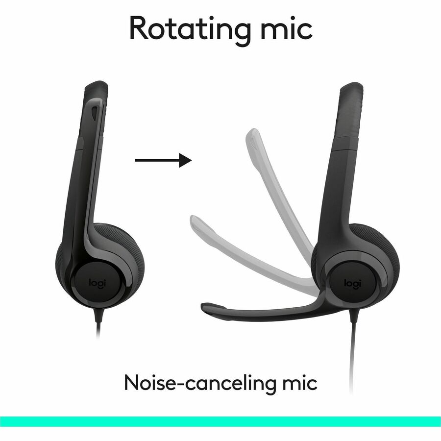 Alternate-Image2 Image for Logitech H390 Wired Headphones with Mic, USB Headset with Microphone for PC, Noise Cancelling Microphone