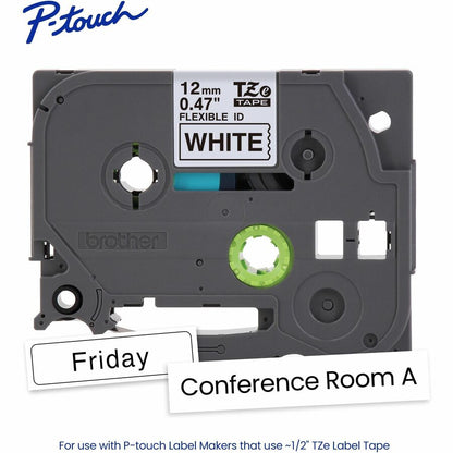 Alternate-Image1 Image for Brother Genuine P-touch TZeFX231 BK on WHT Label Tape, Flexible ID Laminated, 12mmX8m