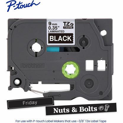 Alternate-Image1 Image for Brother Genuine P-touch TZe325 WHT on BK Label Tape, Laminated, 9mmX8m