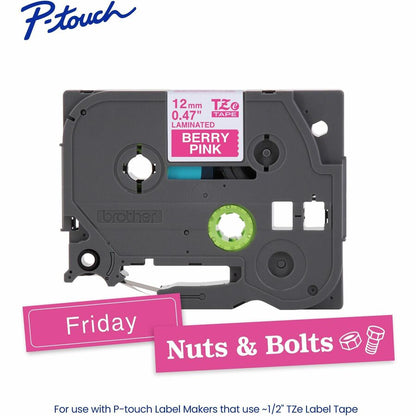 Alternate-Image1 Image for Brother Genuine P-touch TZeMQP35 WHT on BRY PNK Label Tape, Laminated, 12mmX5m