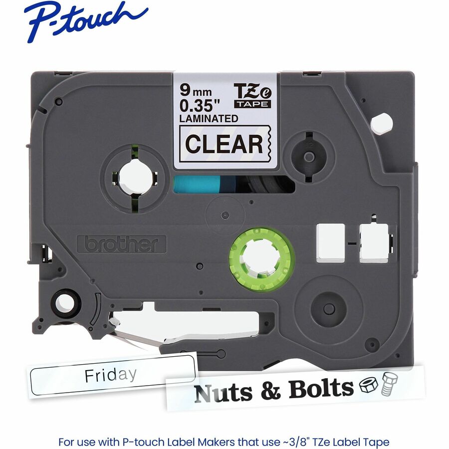 Alternate-Image1 Image for Brother Genuine P-touch TZe121 BK on CLR Label Tape, Laminated, 9mmX8m