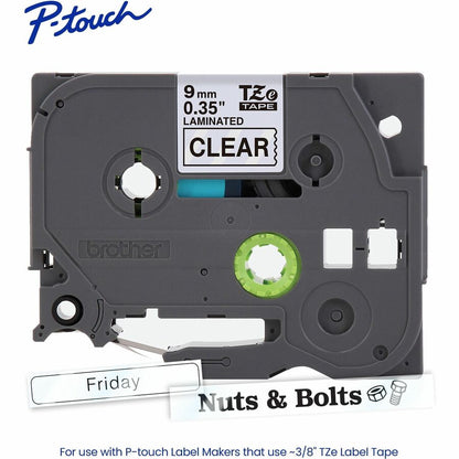 Alternate-Image1 Image for Brother Genuine P-touch TZe121 BK on CLR Label Tape, Laminated, 9mmX8m