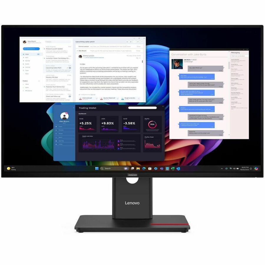Front Image for Lenovo ThinkVision T27UD-40 27" Class 4K UHD LED Monitor - 16:9 - Eclipse Black