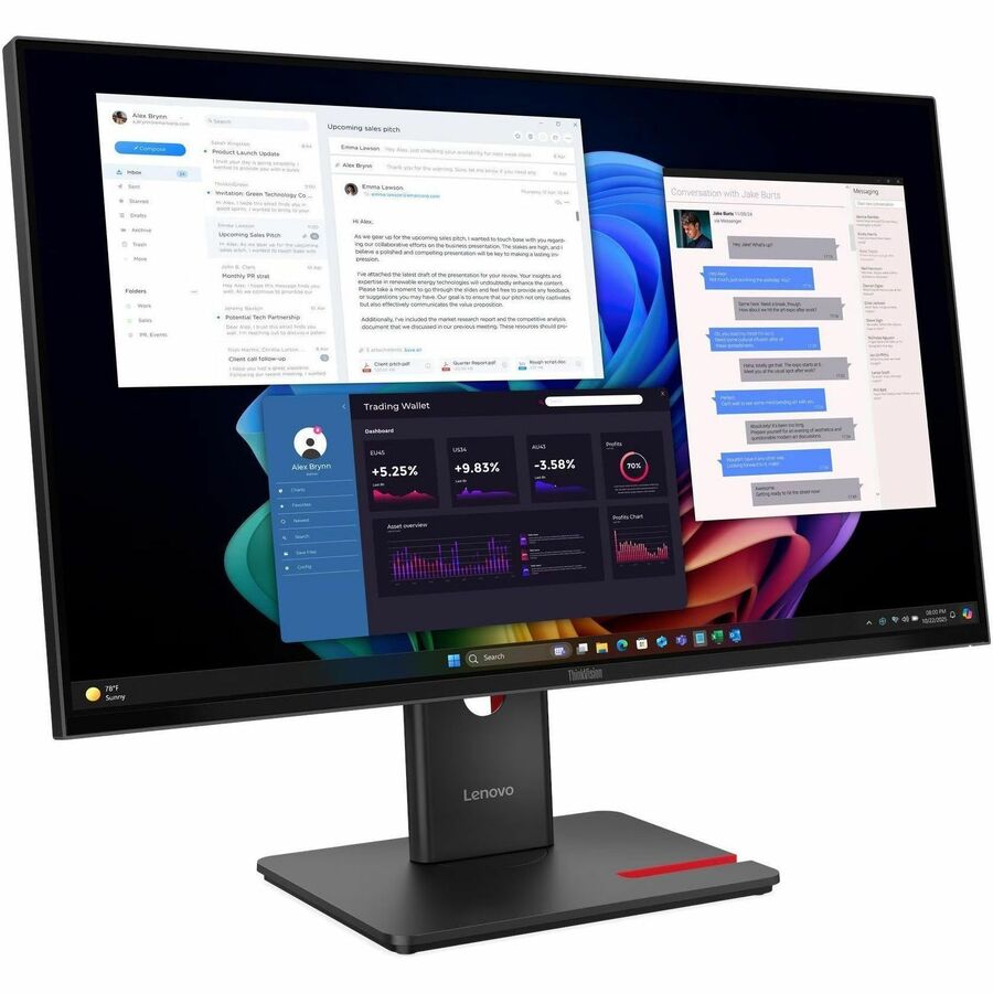 Alternate-Image1 Image for Lenovo ThinkVision T27UD-40 27" Class 4K UHD LED Monitor - 16:9 - Eclipse Black