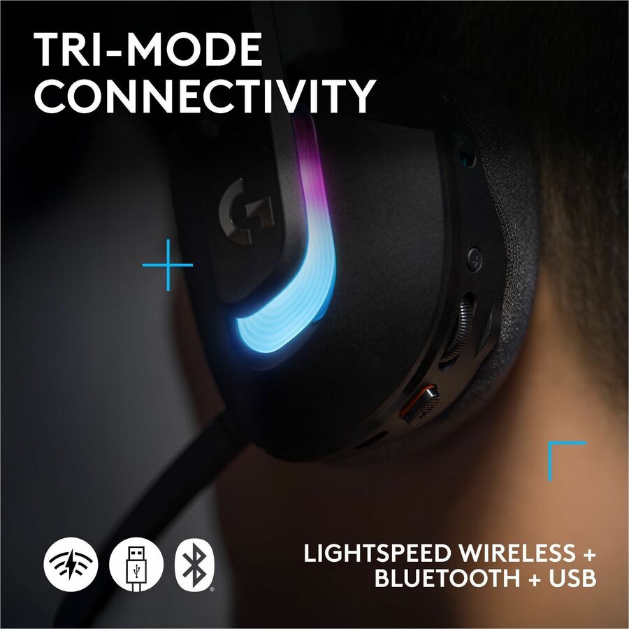 Alternate-Image4 Image for Logitech G522 LIGHTSPEED Wireless Gaming Headset, LIGHTSYNC RGB, Full Bandwidth Mic, Advanced Synchronized Audio, Tri-Connectivity with LIGHTSPEED, Bluetooth, Black