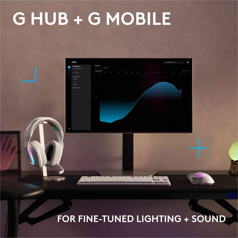 Alternate-Image6 Image for Logitech G522 LIGHTSPEED Wireless Gaming Headset, LIGHTSYNC RGB, Full Bandwidth Mic, Advanced Synchronized Audio, Tri-Connectivity with LIGHTSPEED, Bluetooth, White