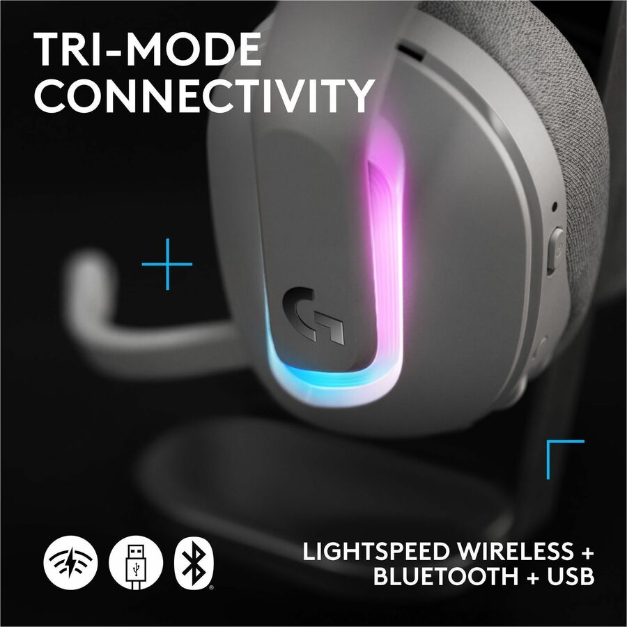 Alternate-Image4 Image for Logitech G522 LIGHTSPEED Wireless Gaming Headset, LIGHTSYNC RGB, Full Bandwidth Mic, Advanced Synchronized Audio, Tri-Connectivity with LIGHTSPEED, Bluetooth, White