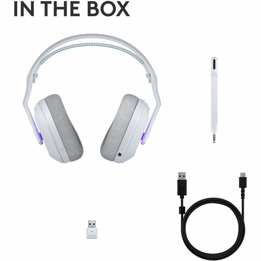 Alternate-Image8 Image for Logitech G522 LIGHTSPEED Wireless Gaming Headset, LIGHTSYNC RGB, Full Bandwidth Mic, Advanced Synchronized Audio, Tri-Connectivity with LIGHTSPEED, Bluetooth, White