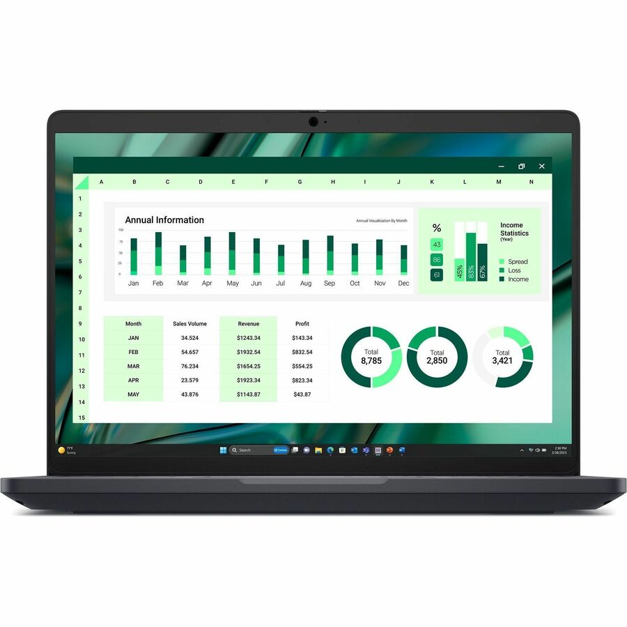 Front Image for Dell Pro Max MC14250 14" Touchscreen Copilot+ PC Notebook - Full HD Plus - 60 Hz - Intel Core Ultra 7 255H - 16 GB - 512 GB SSD - English (US) Keyboard