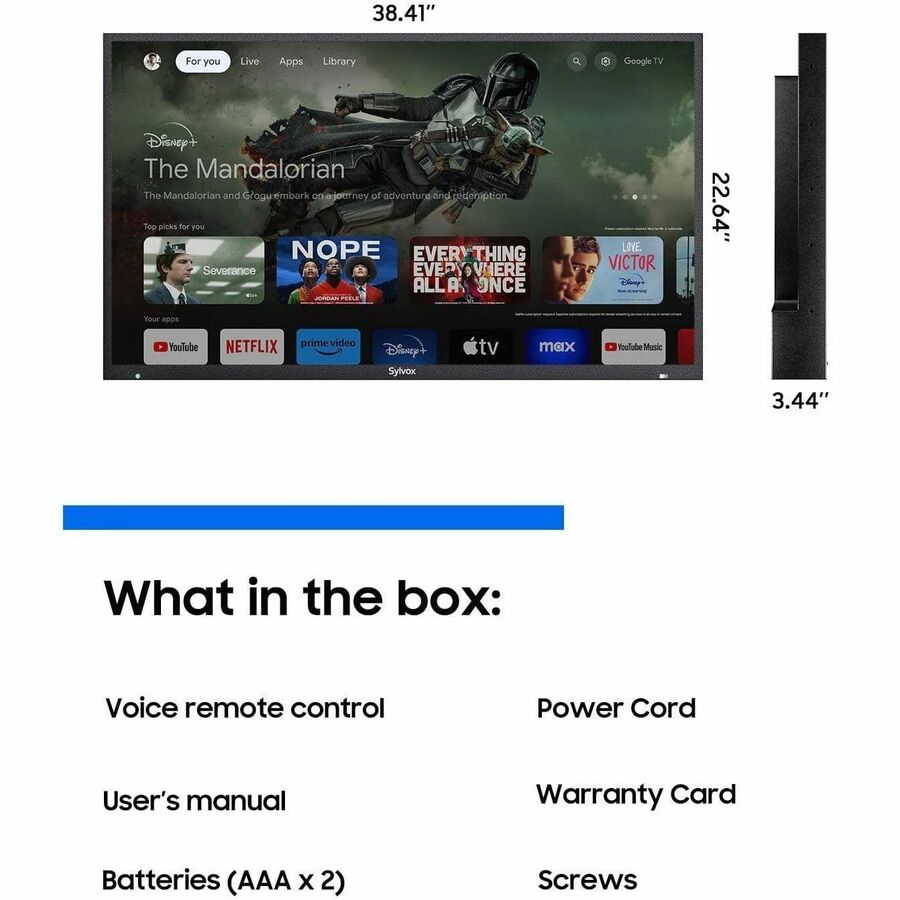 Alternate-Image1 Image for SYLVOX Pool Pro 2.0 OT43A2KHGF 43" Smart LED-LCD TV 2024 - 4K UHDTV - High Dynamic Range (HDR) - Black