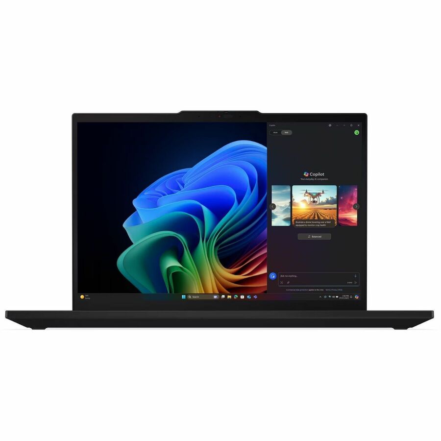 Front Image for Lenovo ThinkPad T16 Gen 4 21QN0045US 16" Copilot+ PC Notebook - WUXGA - 60 Hz - AMD Ryzen AI 5 PRO 340 - 16 GB - 256 GB SSD - English Keyboard - Black