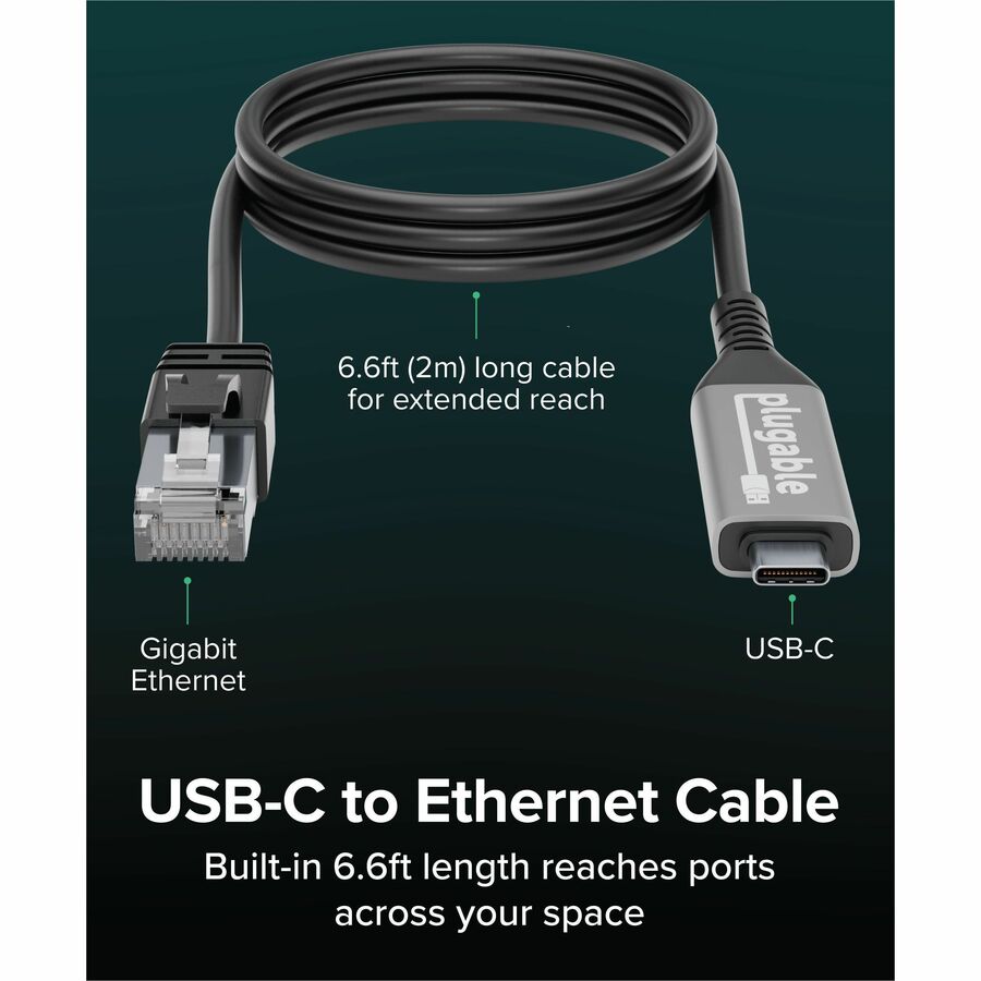 Alternate-Image2 Image for Plugable USB C to Ethernet Cable: USBC to RJ45 Ethernet Cord, Directly Connected LAN Gigabit Network Adapter