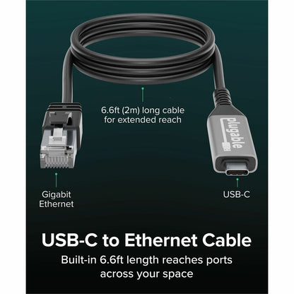 Alternate-Image2 Image for Plugable USB C to Ethernet Cable: USBC to RJ45 Ethernet Cord, Directly Connected LAN Gigabit Network Adapter