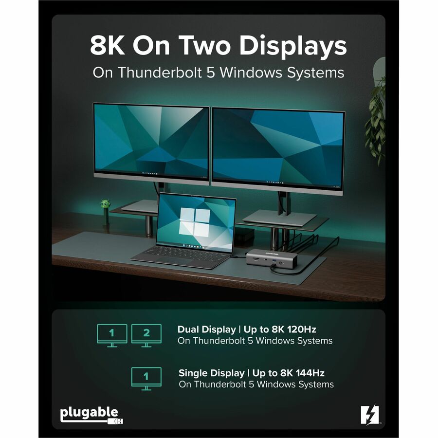 Alternate-Image3 Image for Plugable Thunderbolt 5 Docking Station for MacBook Pro and Windows, 140W Charging