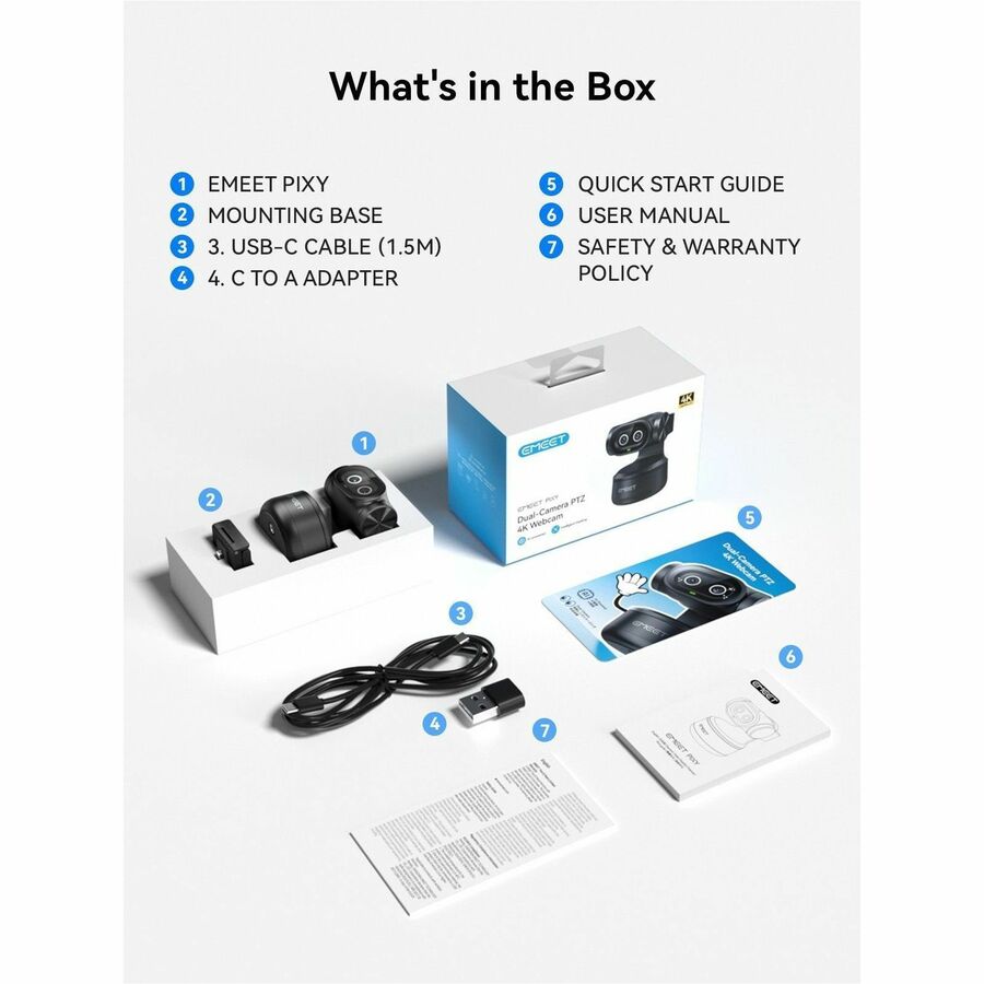 Alternate-Image10 Image for EMEET Pixy Dual-lens 4K PTZ Webcam with Gesture Control and Auto Tracking, Work with EMEET STUDIO