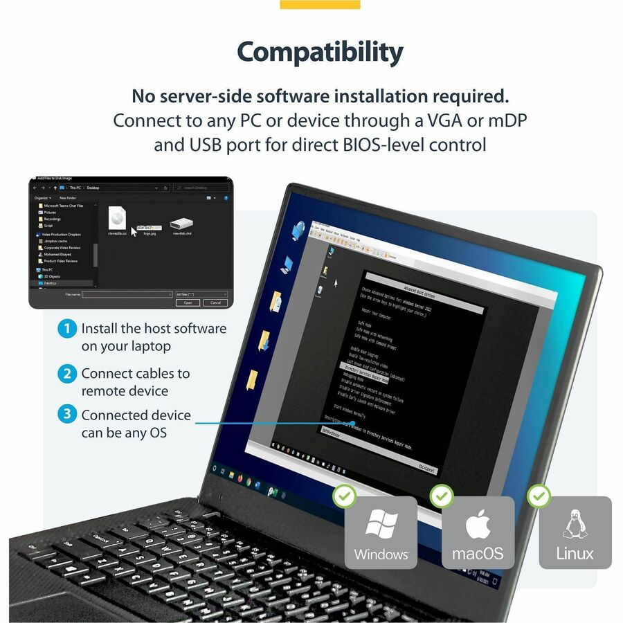 Alternate-Image4 Image for StarTech Portable Laptop Crash Cart Adapter, USB/VGA/Mini DisplayPort KVM Console, File Transfer/Video Capture, TAA