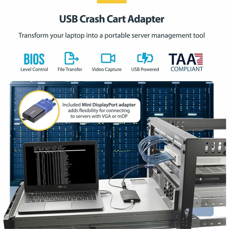 Alternate-Image1 Image for StarTech Portable Laptop Crash Cart Adapter, USB/VGA/Mini DisplayPort KVM Console, File Transfer/Video Capture, TAA