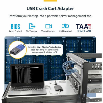 Alternate-Image1 Image for StarTech Portable Laptop Crash Cart Adapter, USB/VGA/Mini DisplayPort KVM Console, File Transfer/Video Capture, TAA