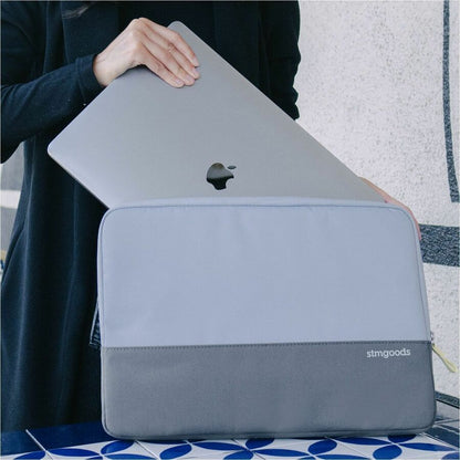 Life-Style Image for STM Goods Origin Carrying Case (Sleeve) for 15" to 16" Apple MacBook Pro - Glacier Blue