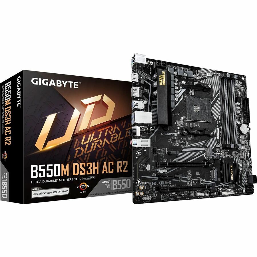Alternate-Image2 Image for GIGABYTE Ultra Durable B550M DS3H AC R2 Gaming Desktop Motherboard - AMD B550 Chipset - Socket AM4 - Micro ATX