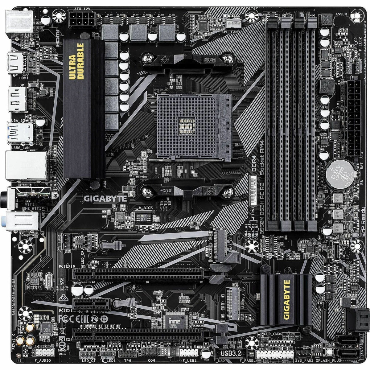 Main Image for GIGABYTE Ultra Durable B550M DS3H AC R2 Gaming Desktop Motherboard - AMD B550 Chipset - Socket AM4 - Micro ATX