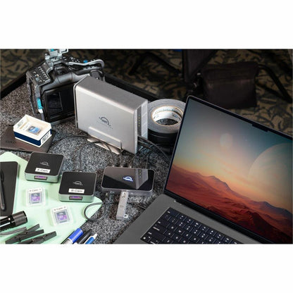 Life-Style Image for OWC Express 4M2 USB4 (40Gb/s) Four-Slot NVMe M.2 Enclosure With SoftRAID