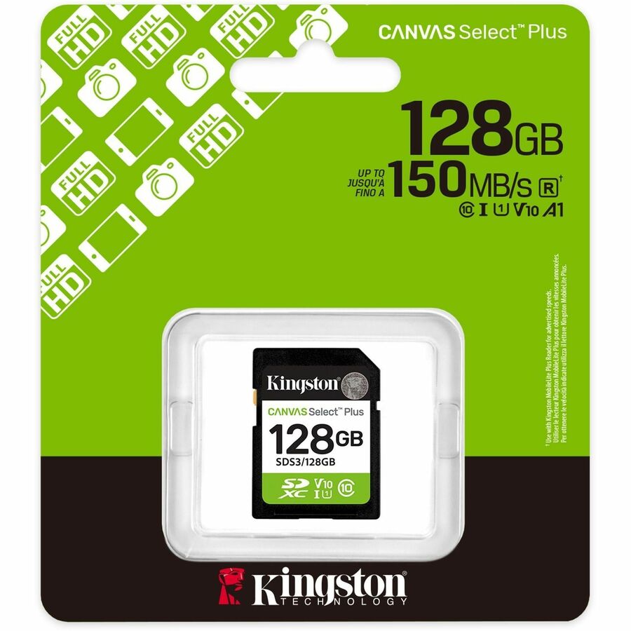 Alternate-Image2 Image for Kingston Canvas Select Plus 128 GB Class 10/UHS-I (U1) V10 SDXC - 1