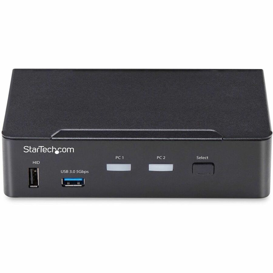 Front Image for StarTech.com 2-Port DisplayPort KVM Switch, 4K 60Hz, DP 1.2, HDCP 1.4, EDID Management, 2-Port USB 3.0 Hub, TAA