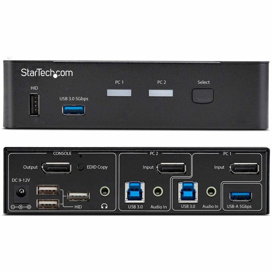 Alternate-Image1 Image for StarTech.com 2-Port DisplayPort KVM Switch, 4K 60Hz, DP 1.2, HDCP 1.4, EDID Management, 2-Port USB 3.0 Hub, TAA