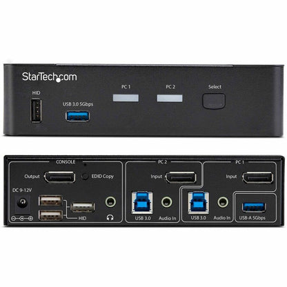 Alternate-Image1 Image for StarTech.com 2-Port DisplayPort KVM Switch, 4K 60Hz, DP 1.2, HDCP 1.4, EDID Management, 2-Port USB 3.0 Hub, TAA