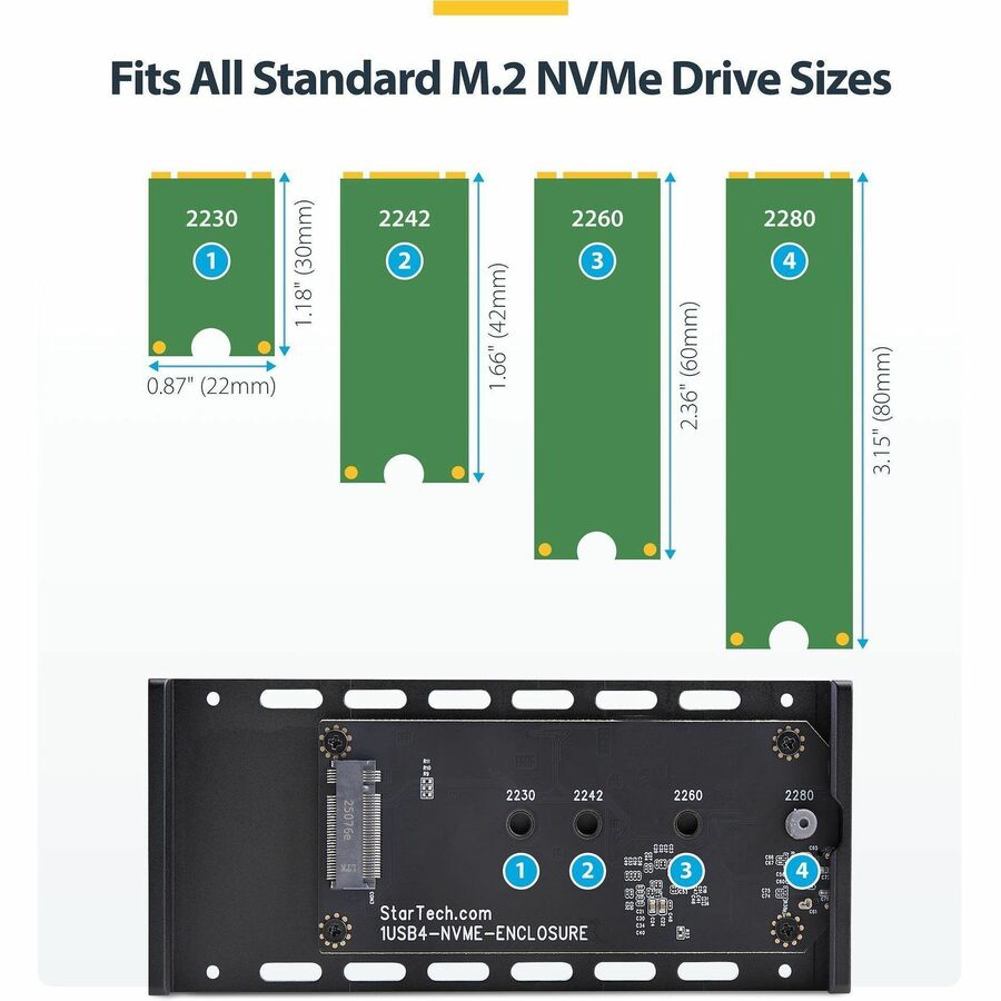 Alternate-Image3 Image for StarTech.com USB4 M.2 NVMe Enclosure, 40Gbps, External USB-C/Thunderbolt NVMe SSD Enclosure, B+M/M-Key
