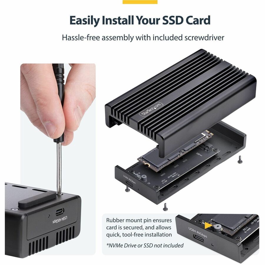 Alternate-Image6 Image for StarTech.com USB4 M.2 NVMe Enclosure, 40Gbps, External USB-C/Thunderbolt NVMe SSD Enclosure, B+M/M-Key