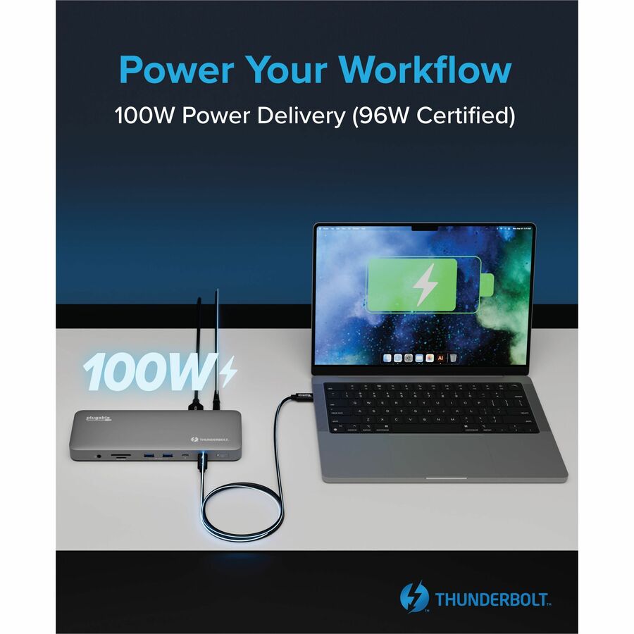 Alternate-Image4 Image for Plugable Thunderbolt 4 Dock for M4 MacBook Air & Pro: 100W Charging Driverless Laptop Docking Station