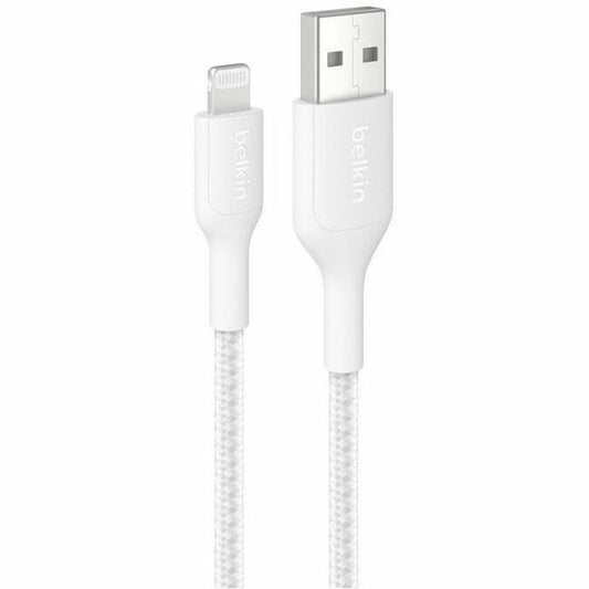 Main Image for Belkin Braided USB-A Cable with Lightning Connector, 6.6ft/2m, White