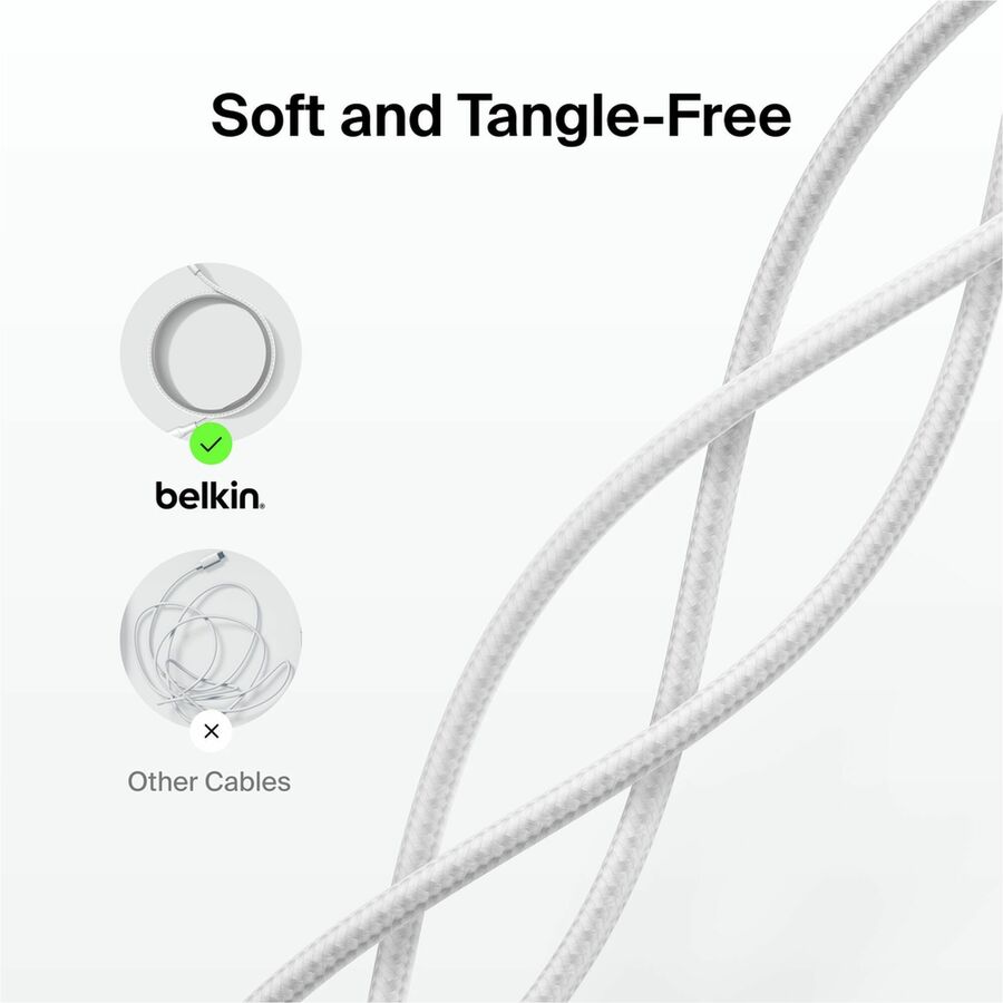 Alternate-Image4 Image for Belkin Braided USB-C to USB-C Cable 60W, 3.3ft/1m, White