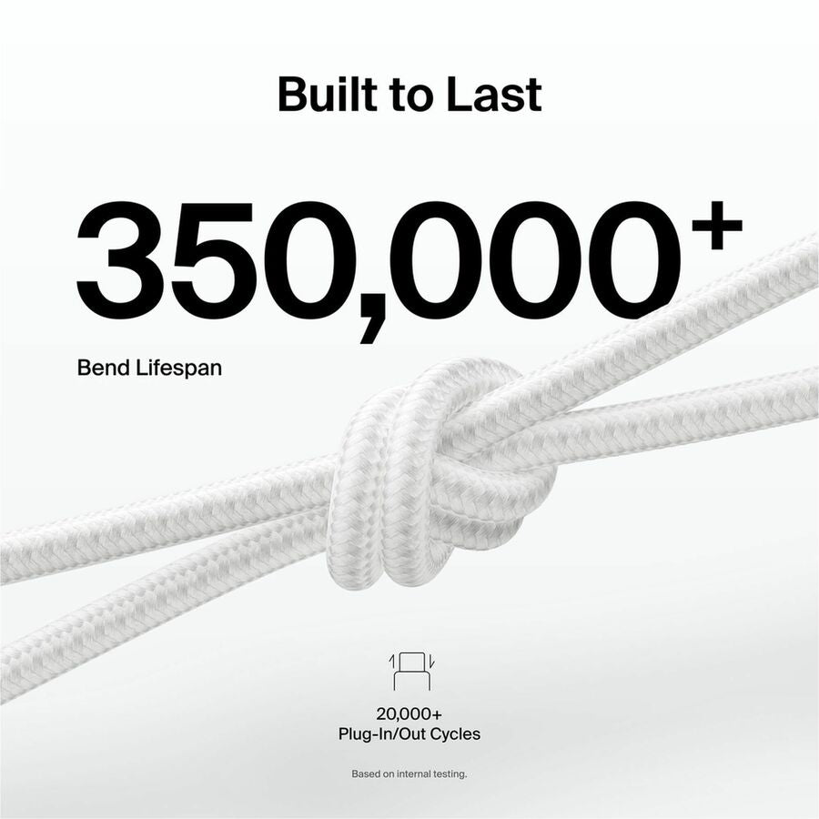 Alternate-Image3 Image for Belkin Braided USB-C to USB-C Cable 60W, 3.3ft/1m, White